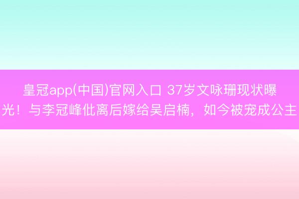 皇冠app(中国)官网入口 37岁文咏珊现状曝光！与李冠峰仳离后嫁给吴启楠，如今被宠成公主