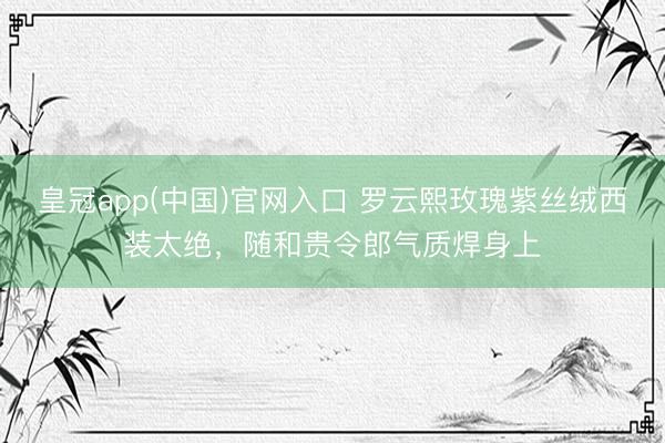 皇冠app(中国)官网入口 罗云熙玫瑰紫丝绒西装太绝，随和贵令郎气质焊身上