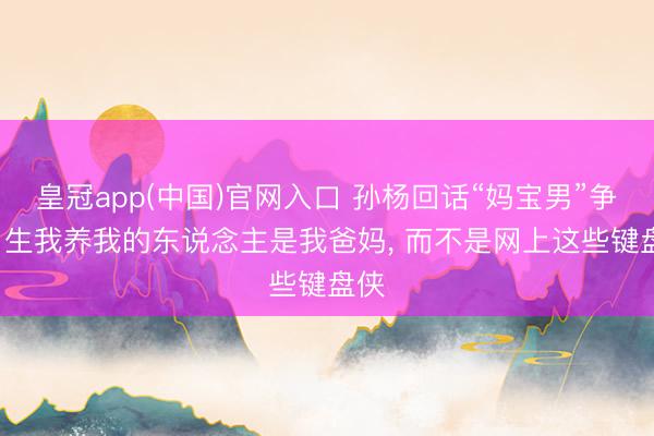 皇冠app(中国)官网入口 孙杨回话“妈宝男”争议: 生我养我的东说念主是我爸妈， 而不是网上这些键盘侠