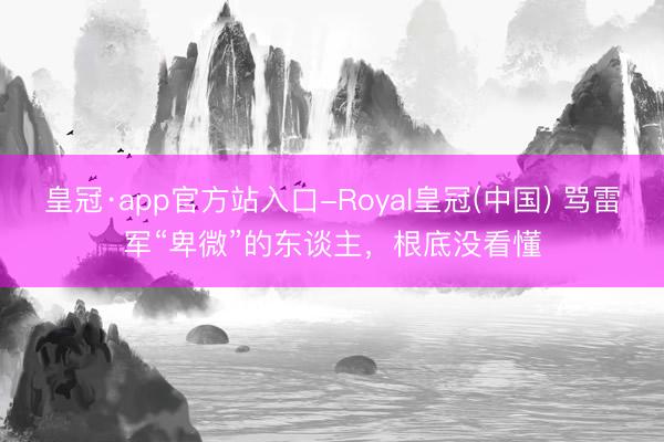 皇冠·app官方站入口-Royal皇冠(中国) 骂雷军“卑微”的东谈主，根底没看懂