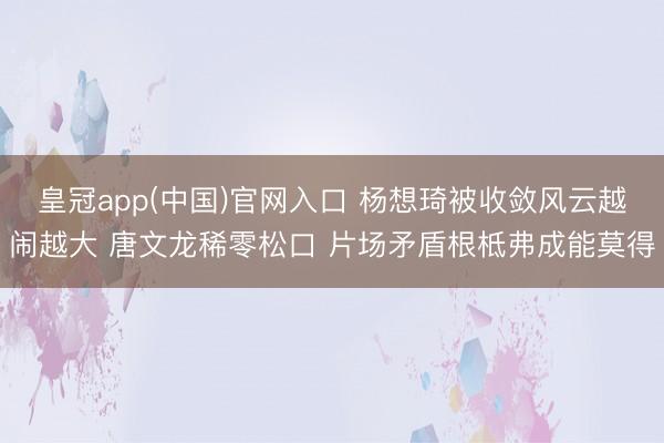 皇冠app(中国)官网入口 杨想琦被收敛风云越闹越大 唐文龙稀零松口 片场矛盾根柢弗成能莫得