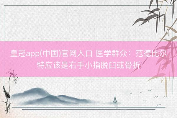 皇冠app(中国)官网入口 医学群众：范德比尔特应该是右手小指脱臼或骨折