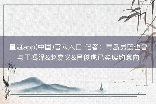 皇冠app(中国)官网入口 记者：青岛男篮也曾与王睿泽&am
