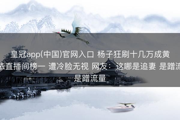 皇冠app(中国)官网入口 杨子狂刷十几万成黄圣依直播间榜一 遭冷脸无视 网友：这哪是追妻 是蹭流量