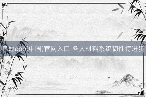 皇冠app(中国)官网入口 各人材料系统韧性待进步