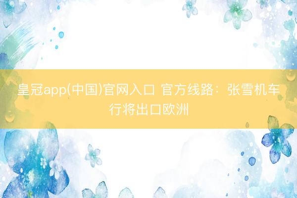 皇冠app(中国)官网入口 官方线路：张雪机车行将出口欧洲